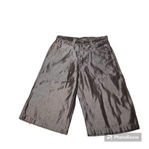 Vtg Blue Black Metalic Carpenter Jean Shorts Mens 34 90s Skater Y2K Denim Hip